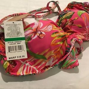 Swimsuit Top, Large Reversible, NWT Pink Tropical